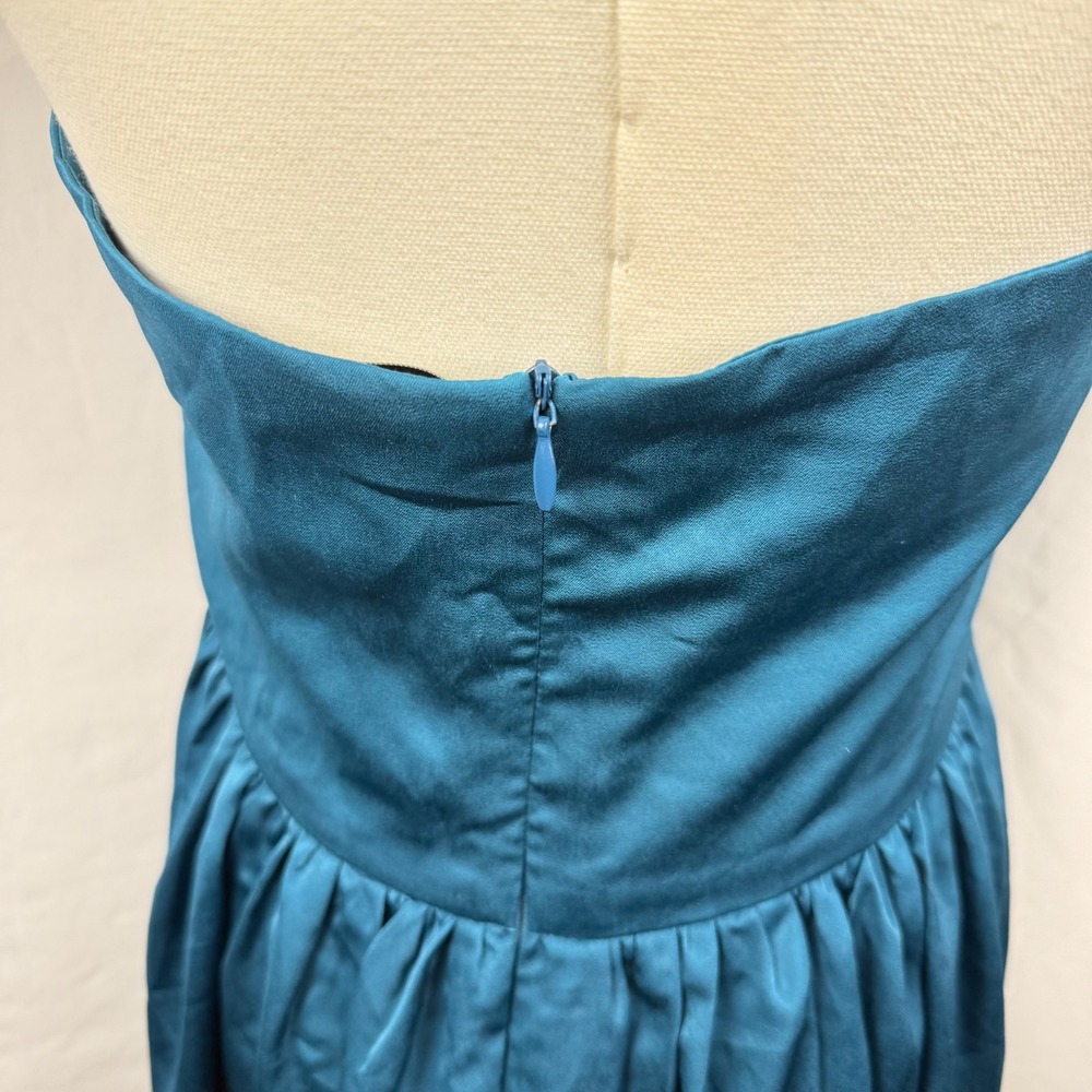 Labera Satin Teal Blue Halter Maxi Dress Plunging Bodice Formal Classic Timeless - Picture 5 of 8